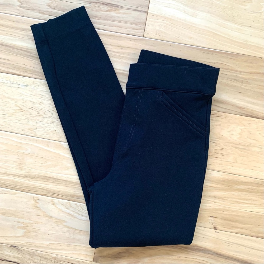 Spanx Trousers The Perfect Pants Skinny Ankle Crop Ponte Back Seam Black Size S